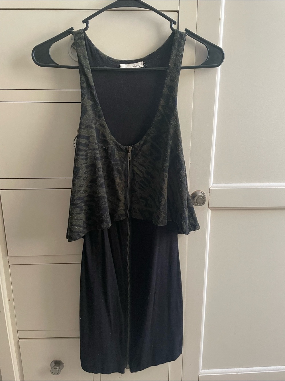 Lush Black Women's Layered Zip-Front Dress